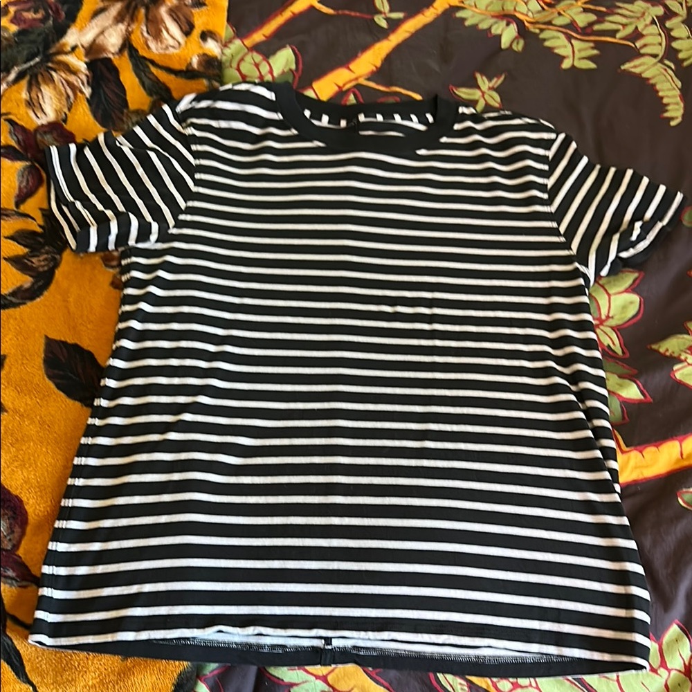 Lulu lemon Black and White Striped T-Shirt